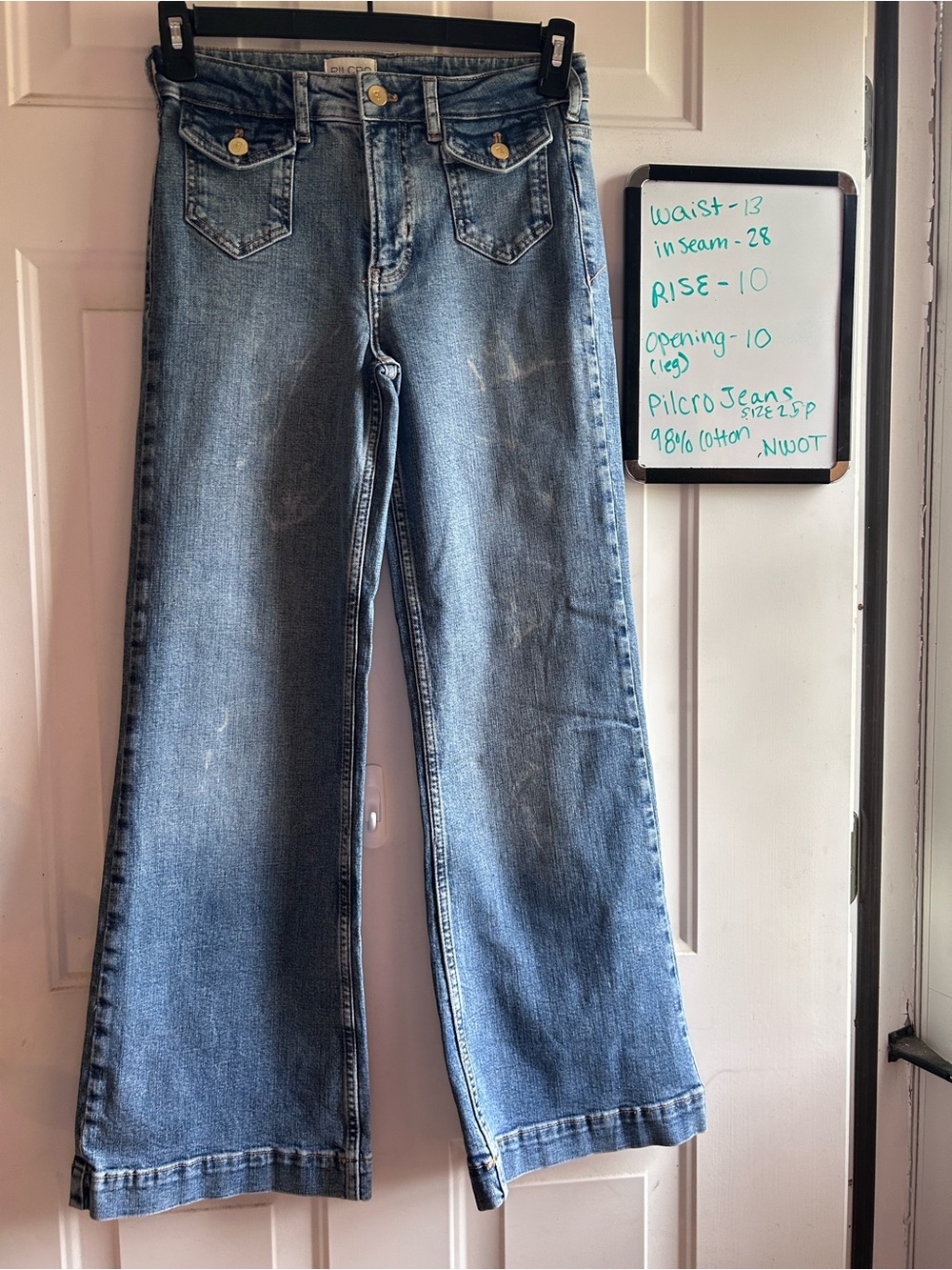 Pilcro Size 25P Wide Leg Jeans High Rise Flap Pockets Stretch NWOT - Picture 15 of 15